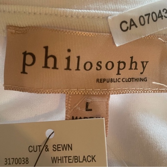 Philosophy NWT white shortsleeve graphic motivational minimal T-shirt size large - Picture 7 of 8